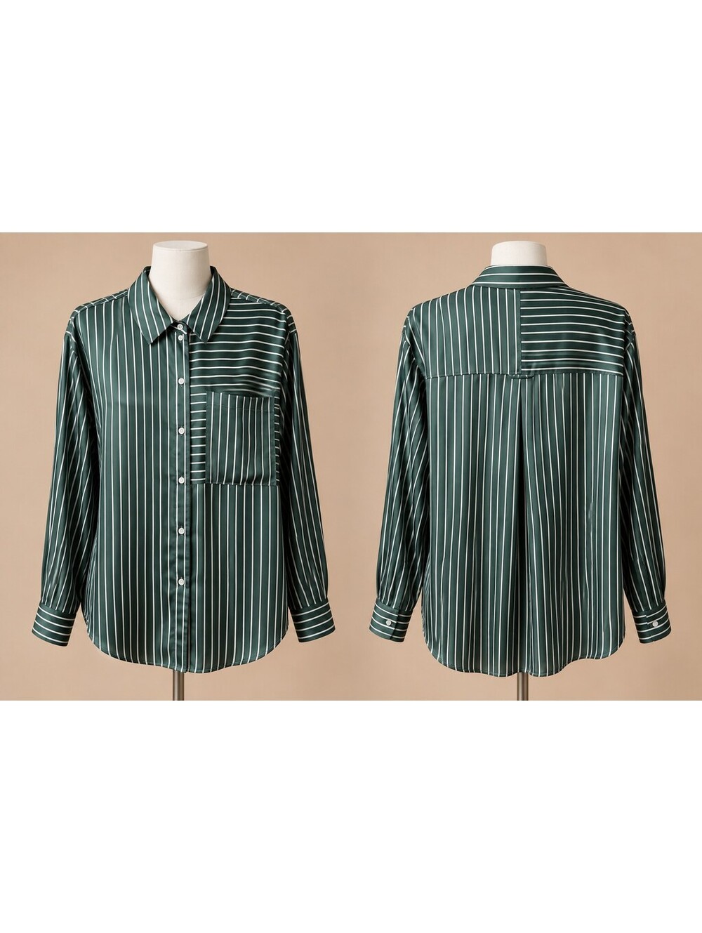 Rails Women’s Green, Black & White Striped Blouse XXL
